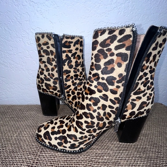 Coach Drea Brown and Black Ankle Booties with Leopard Print Size 6.5 - Picture 10 of 15